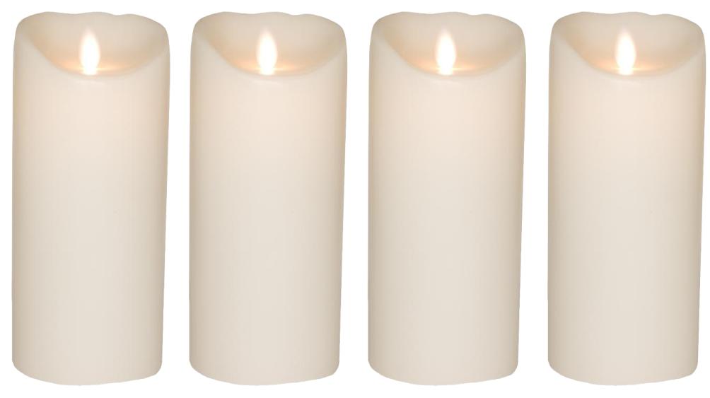 4er Set Sompex Flame LED Echtwachskerzen 18cm weiß