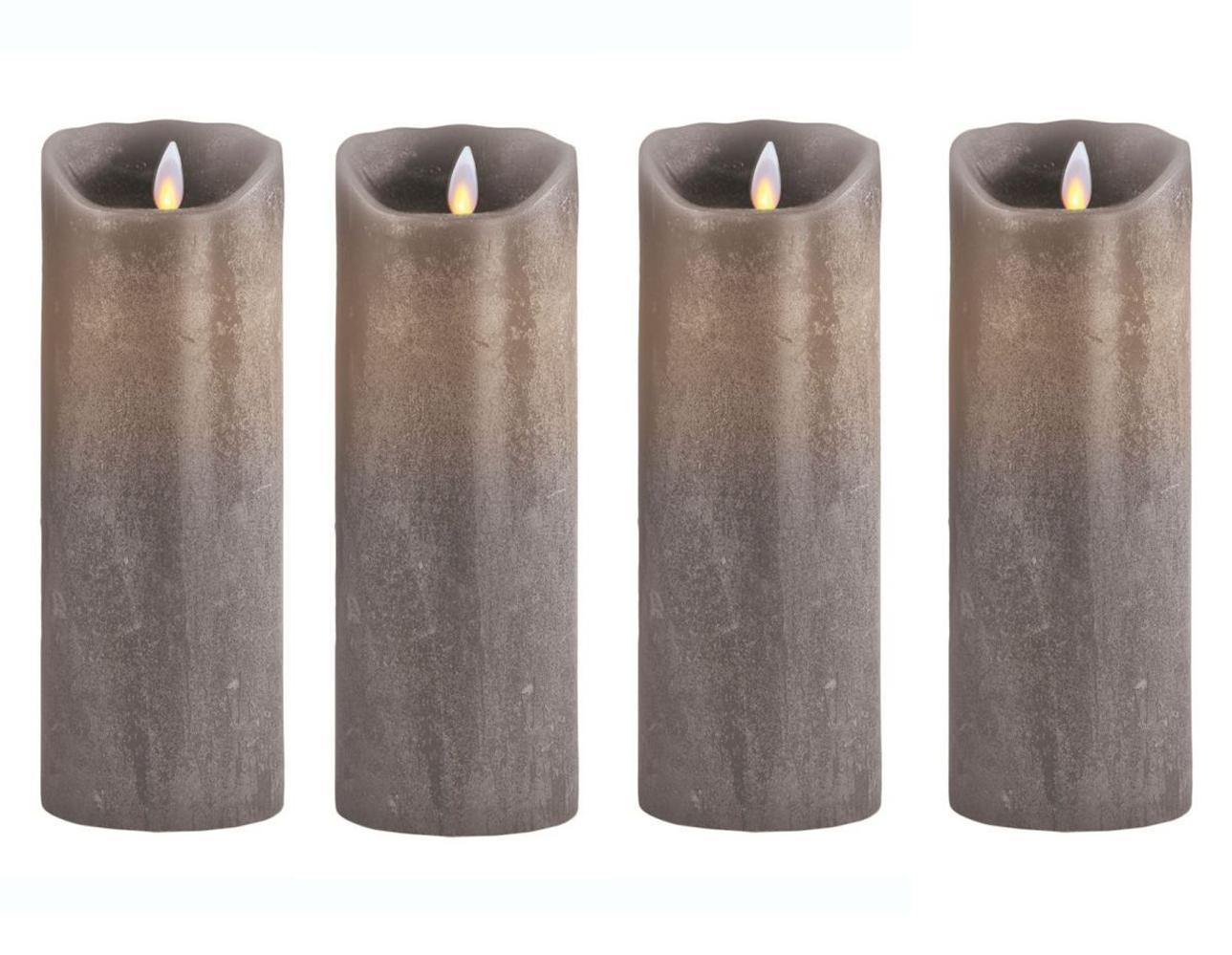 4er Set Sompex Flame LED Echtwachskerzen 23cm taupe, fernbedienbar, Adventskranz